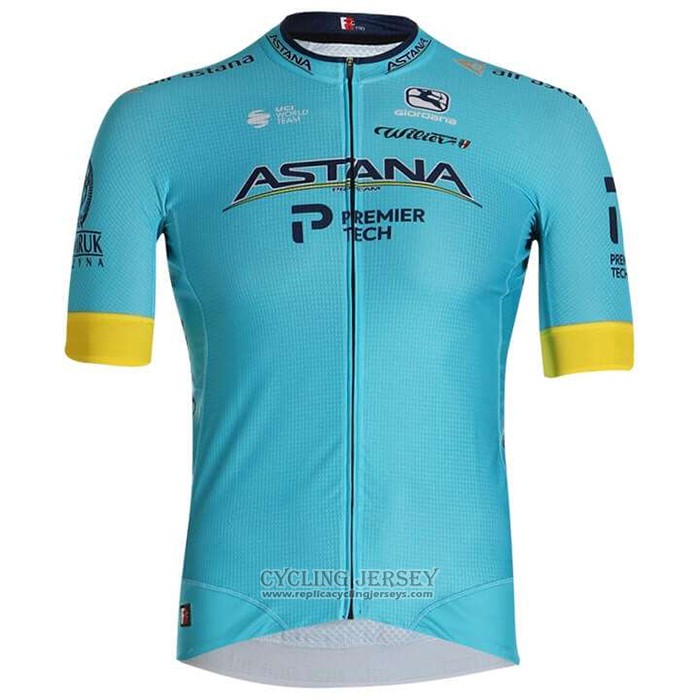 2020 Cycling Jersey Astana Yellow Blue Short Sleeve And Bib Short